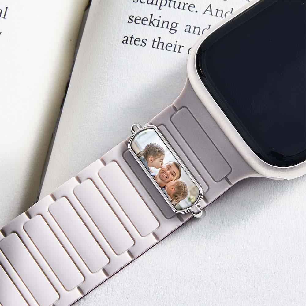 Custom Photo Watch Strap Charm - Personalized Smartwatch Beaded Accessory