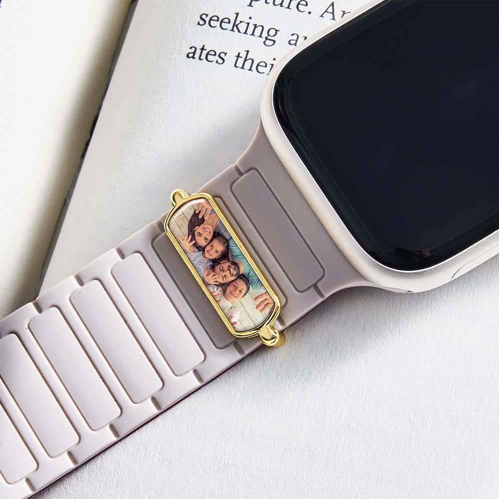 Custom Photo Watch Strap Charm - Personalized Smartwatch Beaded Accessory