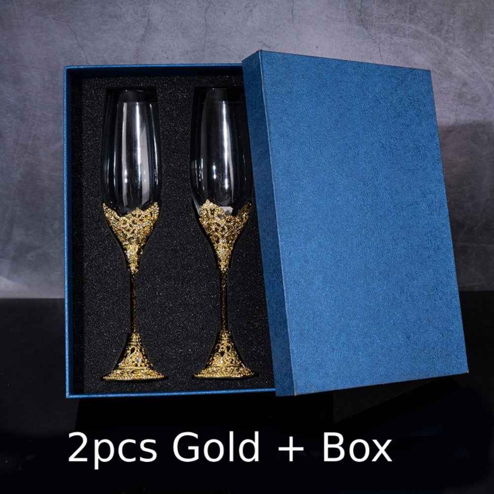 Vintage Champagne Flutes Glass Goblets Wedding Gifts
