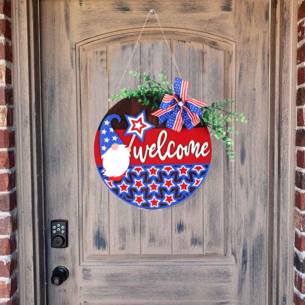 4th of July Pentagram Welcome Door Sign Independence Day Decorations Front Door Hanger