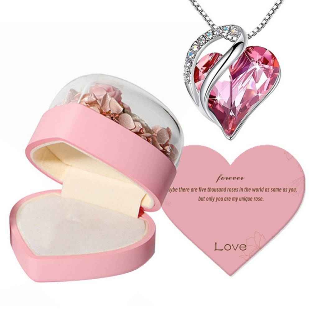Rose Jewelry Box Heart Gift Box Necklace Gift Box Valentine's Day Gift for Her