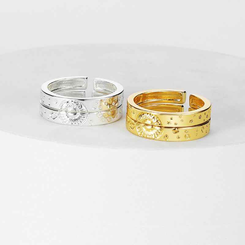 Sun and Moon Couple Rings Matching Ring Adjustable Ring Jewelry Gift for Lovers