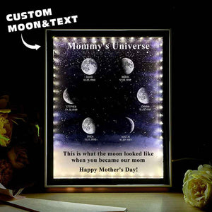 Starry Night Customize Birth Moon Phase Mirror Light Box Mother's Day Gifts Mommy's Universe