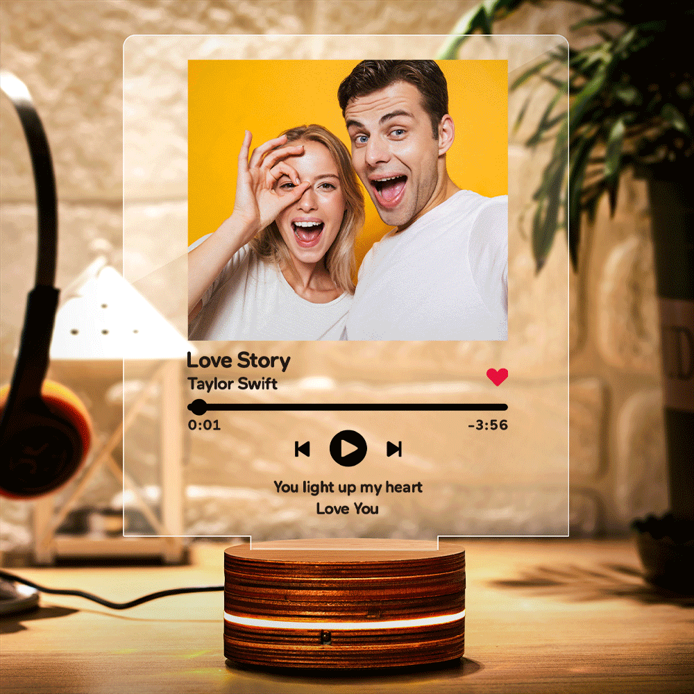 Personalised Acrylic Music Photo Plaque with 7 Colour Night Light