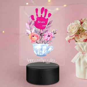 Custom Name and Date Night Light Handprint Lamp Mother's Day Gift