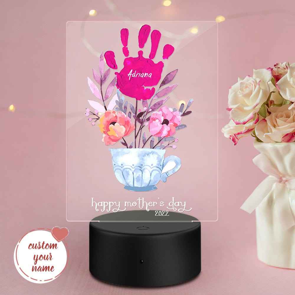 Custom Name and Date Night Light Handprint Lamp Mother's Day Gift