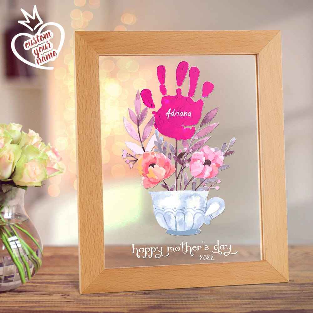 Custom Name and Date Night Light Handprint Lamp Mother's Day Gift
