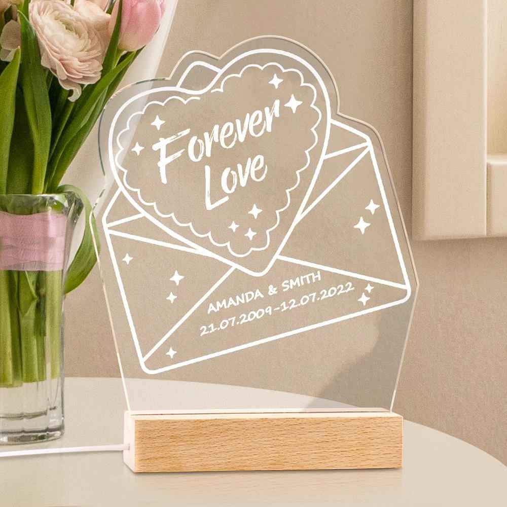 Personalized Gifts Couples Gift Unique Always And Forever Gift 3D Led Lamp For Husband Custom Lamp Led Lights