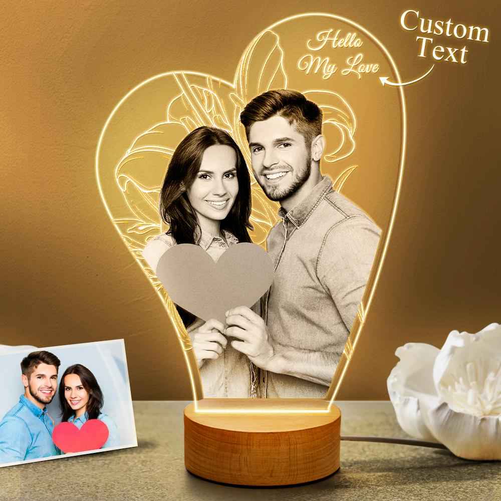 Custom 3D Photo Lamp Led for Lover With Engraved Words Gift For Valentine's Day
