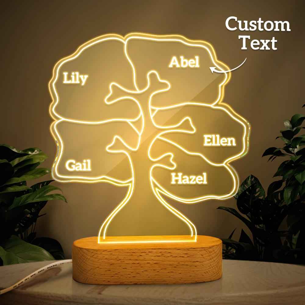 Personalized can be customized with multiple names night light family tree