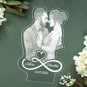 Personalized Infinity Symbol Photo Night Light, Personalized Night Light Gift for Lovers