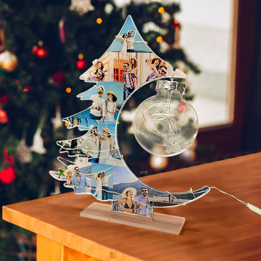 Personalised Photo Christmas Tree Night Light - Custom LED Lamp Gift