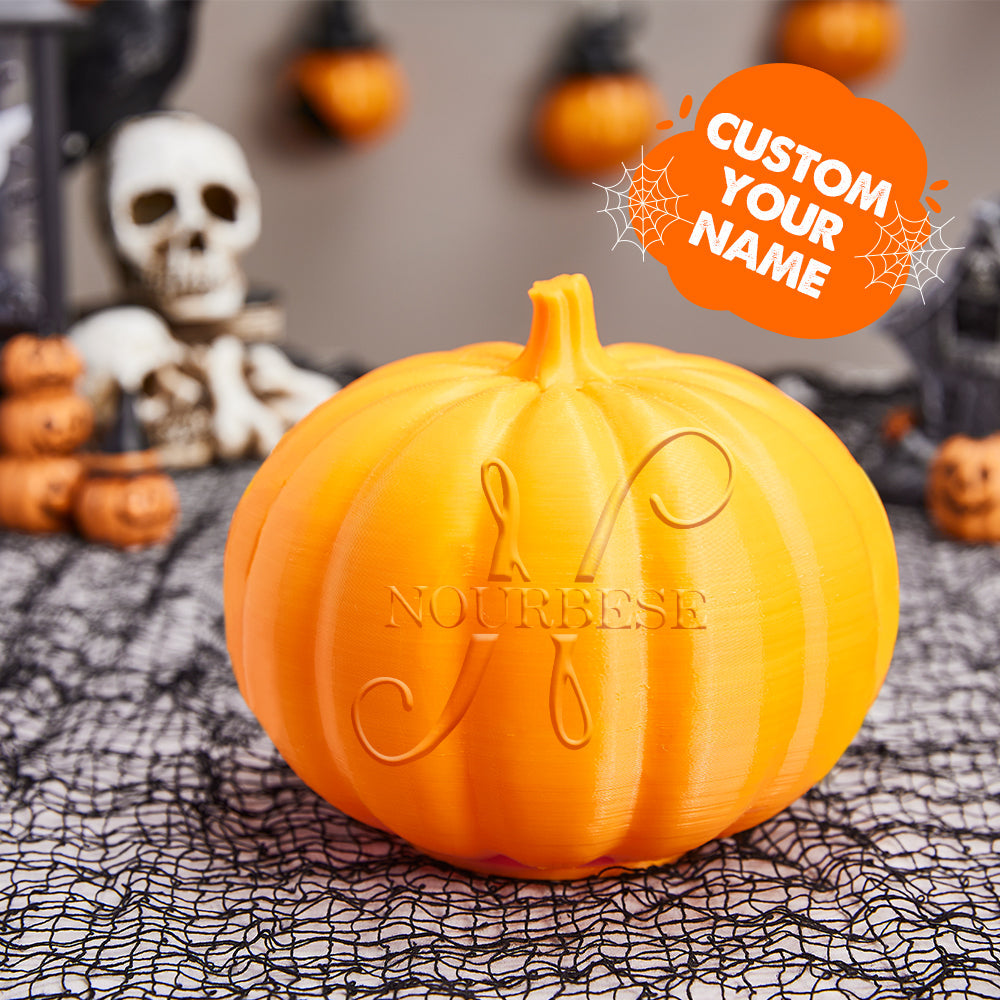 Personalised Halloween Pumpkin Night Light - Custom Name Jack-O-Lantern