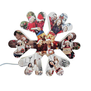Personalized Photo Collage Wall Light Christmas Snowflake Night Light Best Christmas Gift