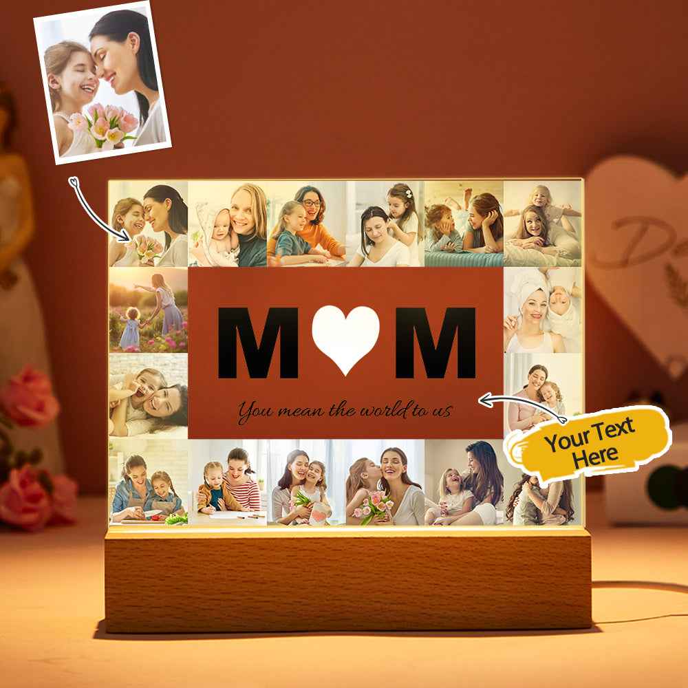 Custom Photo Acrylic Light Engraved Night Lights Home Ornaments Gift for Mom