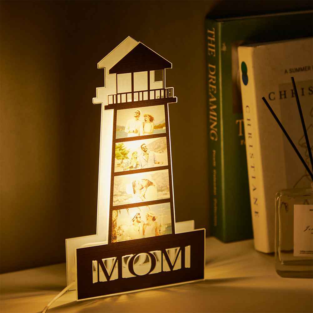 Personalized Photo Lighthouse Night Light LED Lamp Decoration Mother's Day Gifts