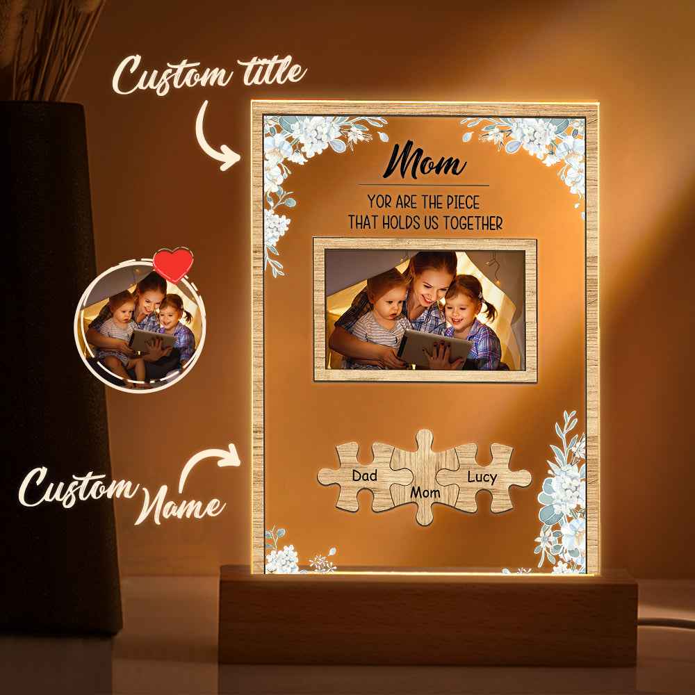 Personalized Dad You Are the Piece that Holds Us Together Photo Acrylic Night Light Father's Day Gift for Dad