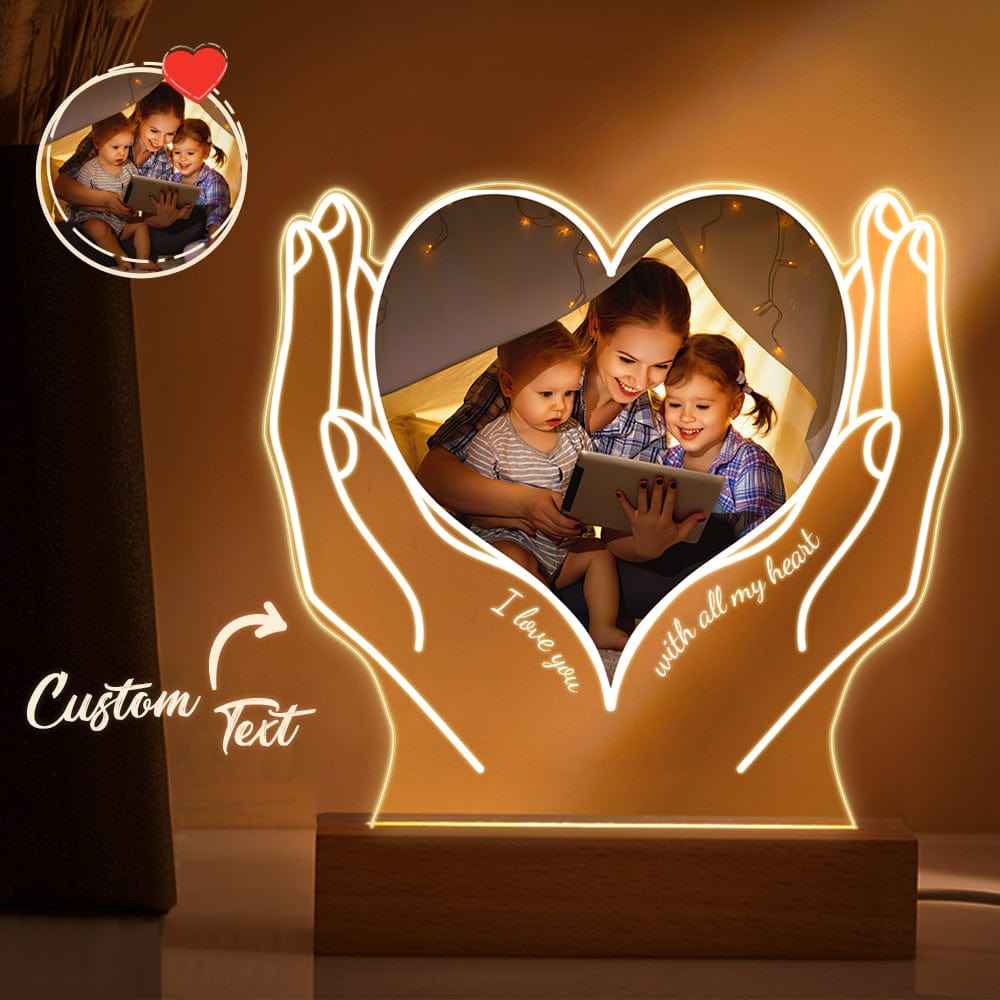 Personalized Photo Acrylic Night Light Gift for Mom from Daughter Son