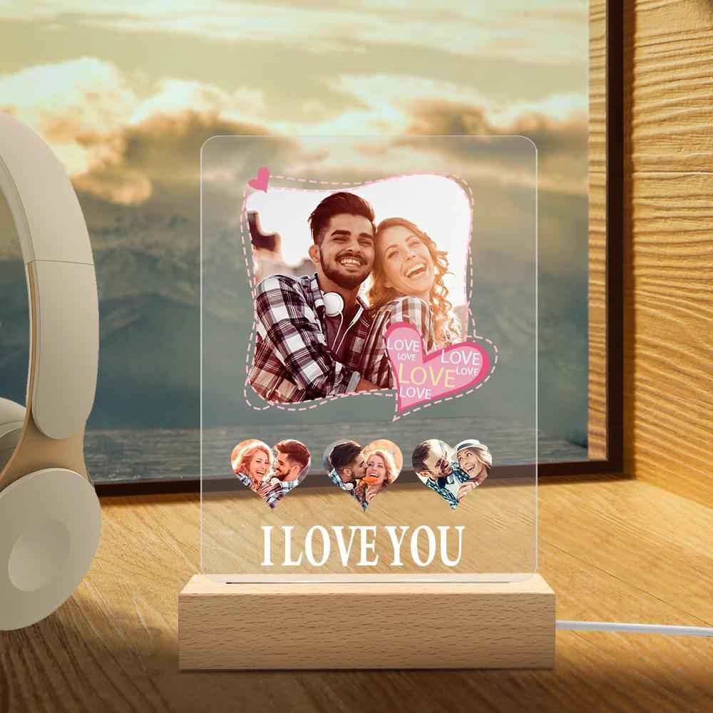 Custom Photo Night Light Engraved Love Lamp for Couple Gift