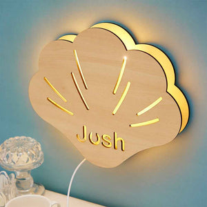 Shell Model Name Wooden Lamp Personalized Wall Night Light Birthday Gift
