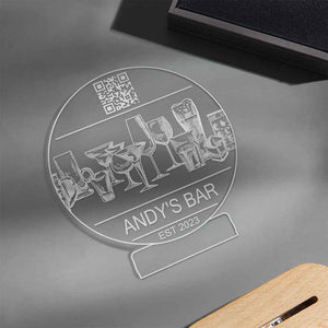 Personalized Qr Code Wine Glass Night Light 7 Colors Acrylic Vintage 3D Lamp Father's Day Gifts