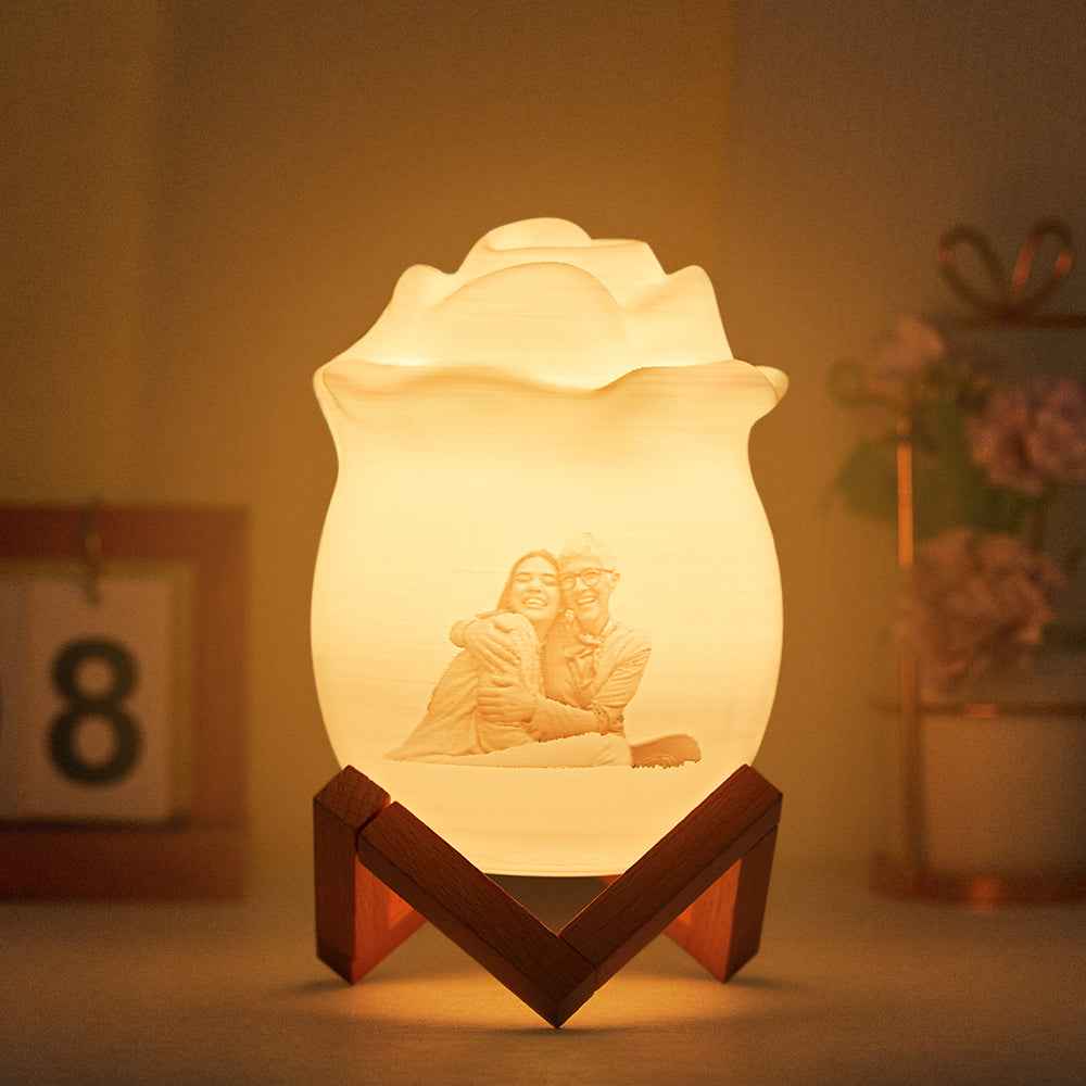 Custom Exclusive Photo Rose Night Light Personalized Name Best Gift 7 Colour Night Light Remote Control Lamp