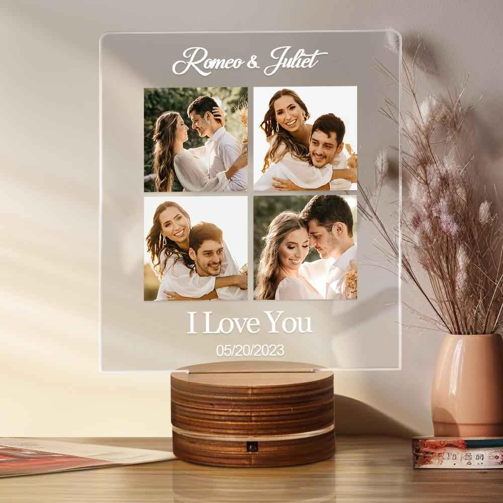 Valentine's Day Night Light Custom Pictures Night Light Engraved Lamp