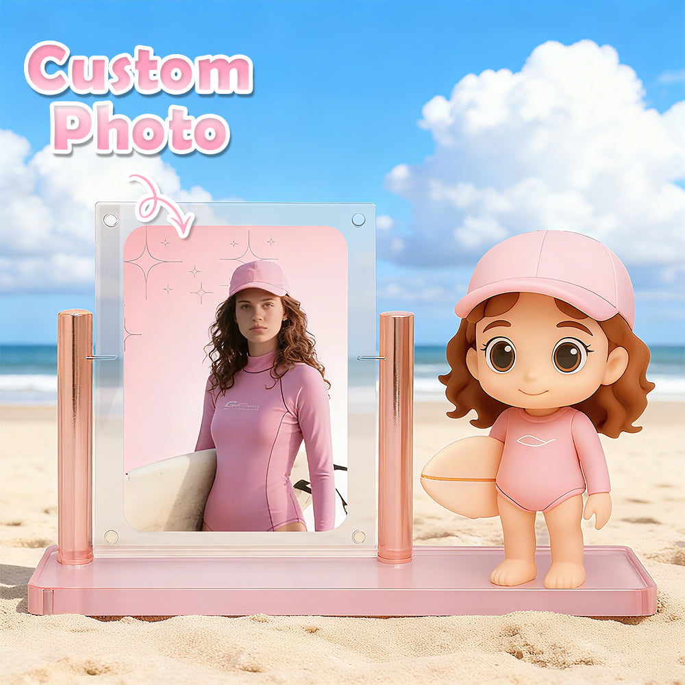 Custom 1 Person 3D Mini Figure with Colorful Base and Photo Personalized Toy Figure Birthday Gift (Production Time: 10-15 Business Days)