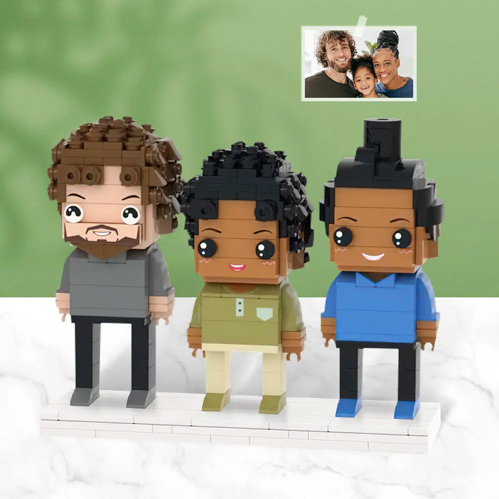 Custom 3-Person Brick Figures - Personalised Family Photo Gift