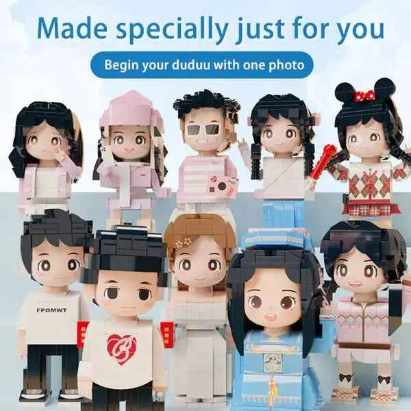 Full Body Customizable Pregnancy Gift 2 People Duddu Brick Figures with Photo Anniversary Gift New Mom Gift