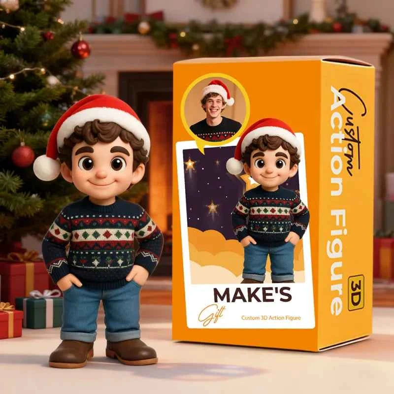 Custom Cute 3D Mini Figure Christmas Desk Figurine Based on Your Picture Cute and Professional Style Christmas Gift