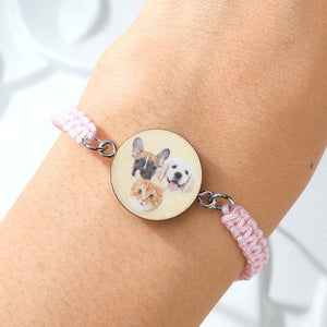Personalized Pet Portrait Adjustable Braided Bracelet Birthday Gift for Pet Lover