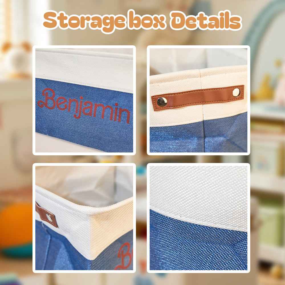 Personalized Storage Basket with Name Toy Bin Linen Organizer Gifts for Children