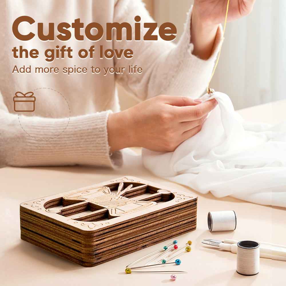 Personalized Wooden Needle Box Holder with Magnet Needle Storage Tool Gift for Craft Lovers