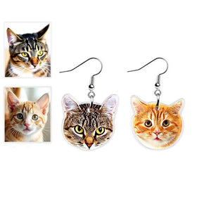 Personalized Dog Cat Portrait Earring Jewelry Birthday Gift for Pet Lovers