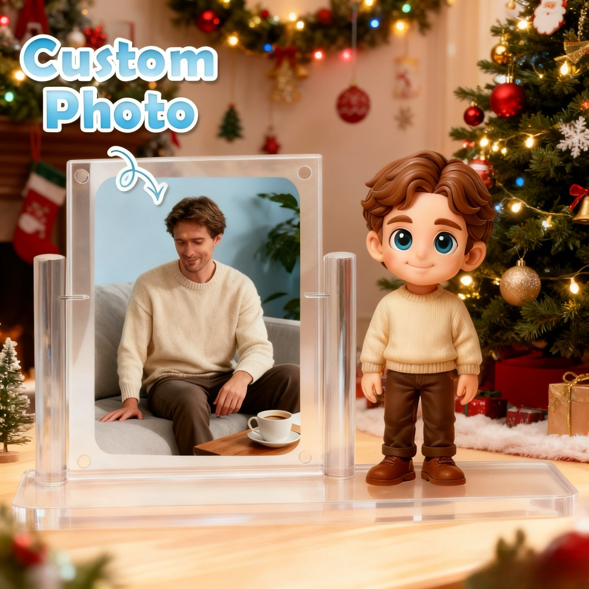 Custom 1 Person 3D Mini Figure with Colorful Base and Photo Personalized Toy Figure Birthday Gift (Production Time: 10-15 Business Days)