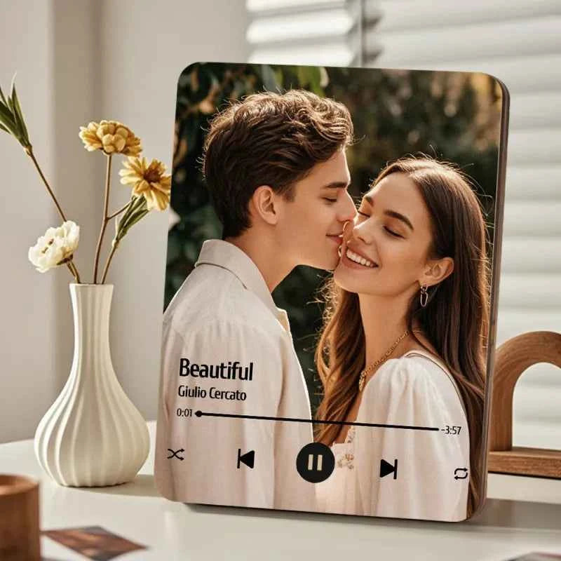 Custom Music Photo Frame That Plays Music Without Cell Phone Wooden Music Record Player Wedding Anniversary Gifts