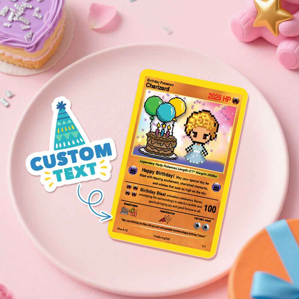 Custom Birthday Poke Card – Create Your Own Cartoon Character Personalized Text Game Card Gift