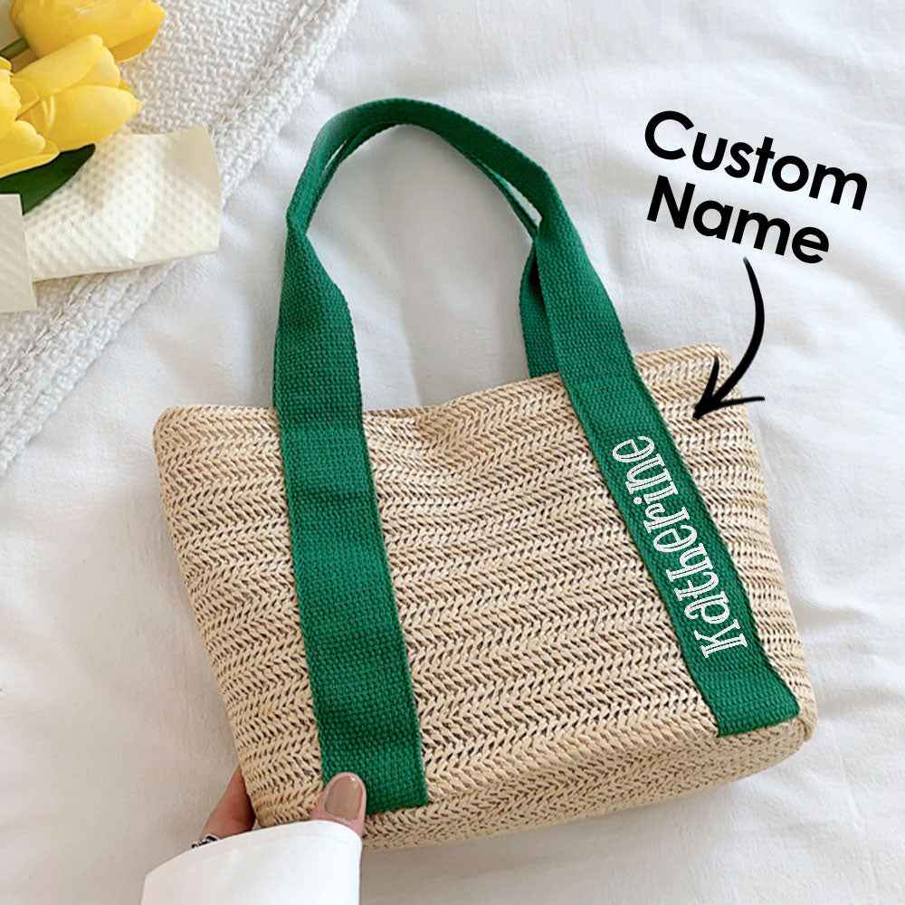 Personalized Beach Straw Bags Custom Tote Bag Bridal Shower Bag Wedding Gift for Bridesmaid Bride