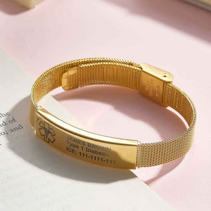 Personalized Emergency Medical Alert ID Bracelet with Text Adjustable Bracelet Gift for Diabetes Epilepsy Autism