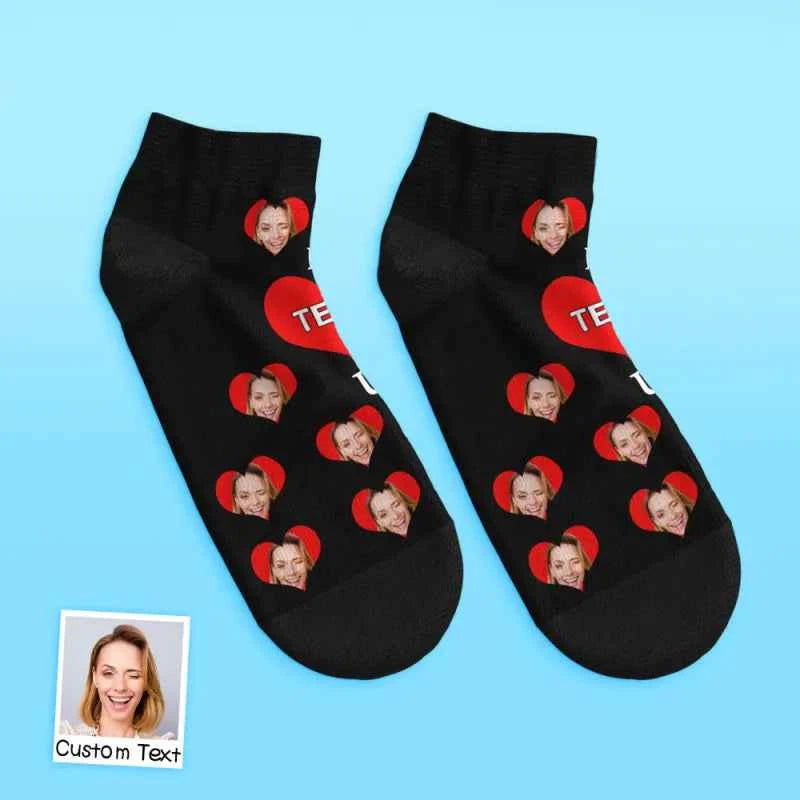 Custom Face Low Cut Ankle Socks – A Heartfelt "I Love U Mom" Gift for Every Occasion
