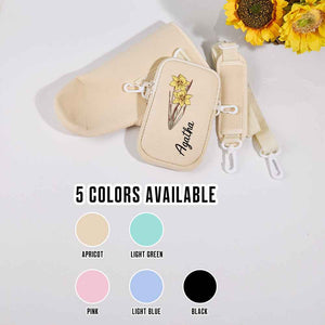 Personalized Birth Flower Waterproof Bottle Carrier Bag with Removable Pouch for 40oz Stanley Tumbler Gift for Women