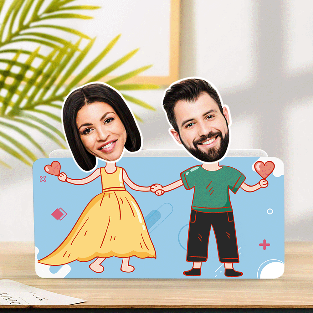 Personalised Couple Shaking Head Car Dashboard Decor - Custom Photo Acrylic Ornament Gift