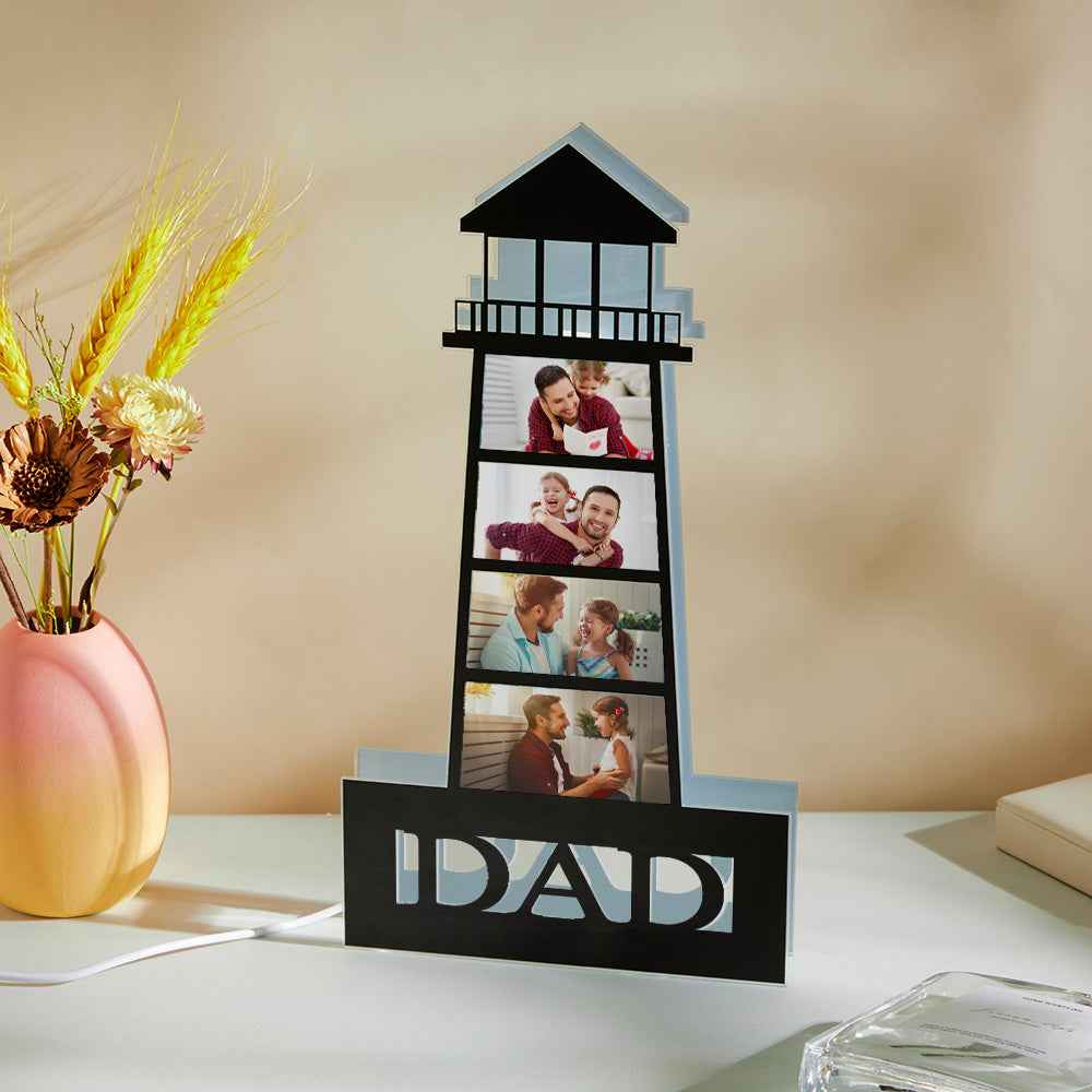 Personalized Photo Lighthouse Night Light LED Lamp - Unique Father's Day Gift