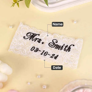 Personalized Wedding Garters Embroidered Bride Keepsake Gift for Bride