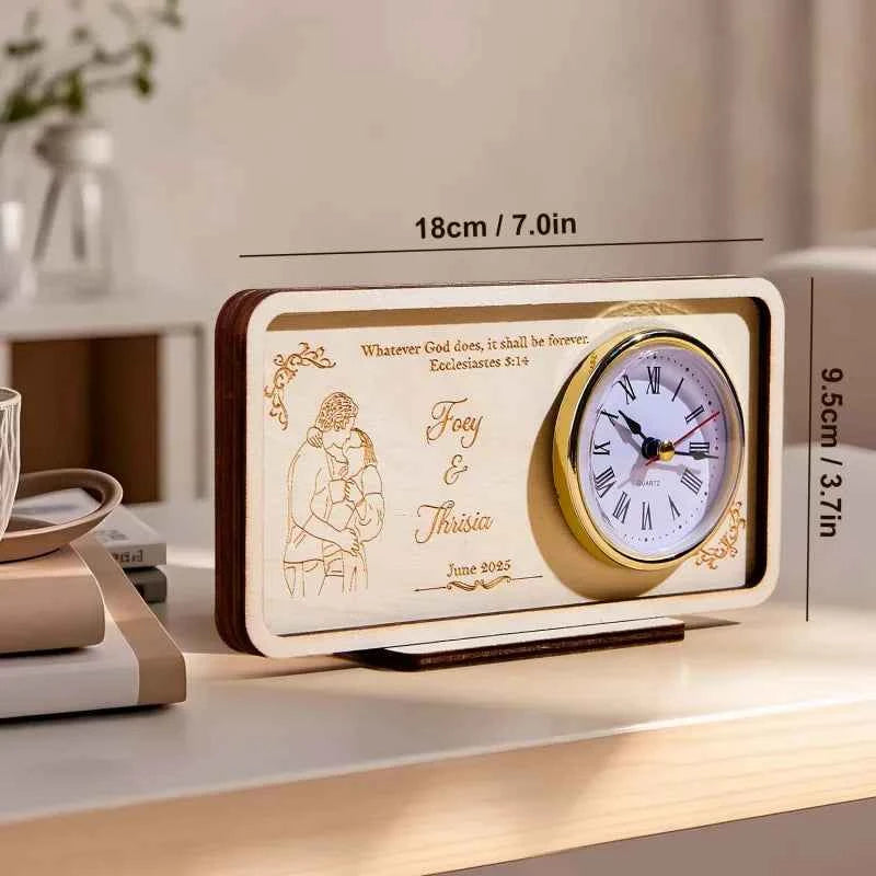 Personalized Wooden Clock Can Custom Photo And Text Wedding Gifts Anniversary Gifts