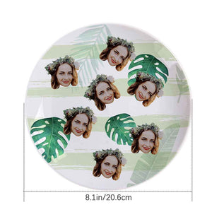 Personalized Green Leaf Dinner Plate Dinnerware Custom Face Ceramics Plates