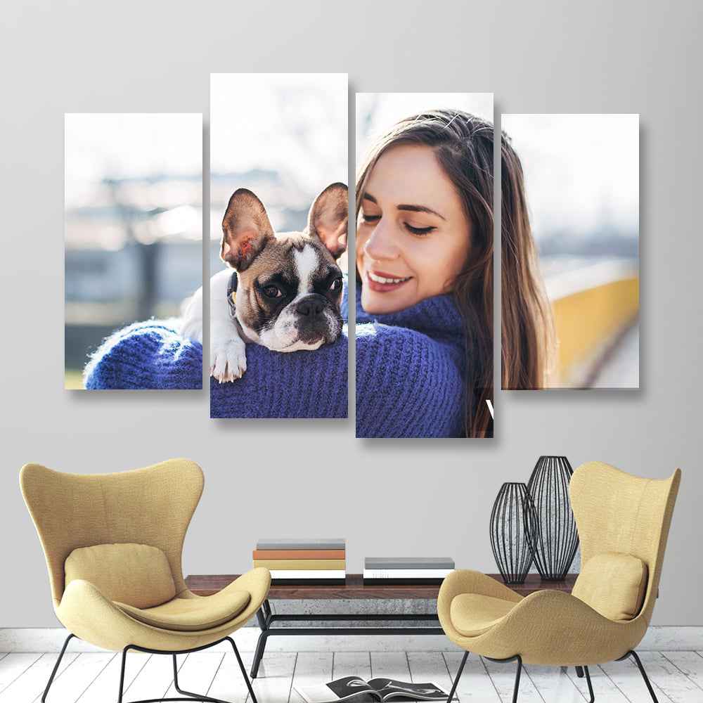 Custom 4-Panel Photo Canvas Print – Personalized Frameless Wall Art Set