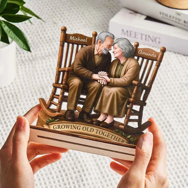 Custom Couple Wooden Ornaments Custom Text 2-Layered Wooden Plaque With Flat Stand Gift For Husband Wife Anniversary Gift