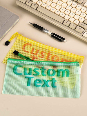 Personalized Wedding Stationery Zipper Bag - Custom Text Design